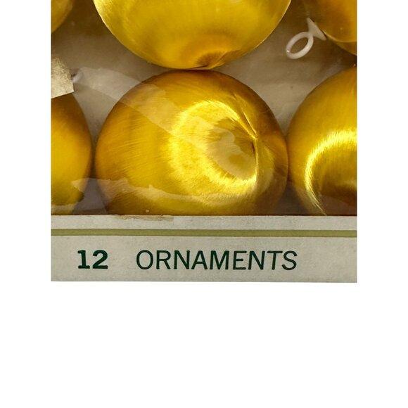 Vintage Pyramid Unbreakable Gold Ball Christmas Ornaments Satin Sheen 12 PCS Box - Picture 4 of 8